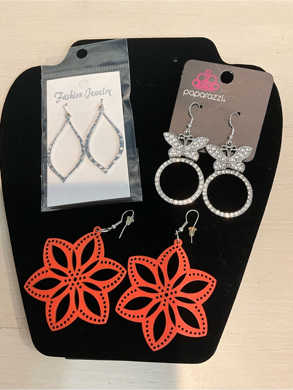 Paparazzi Silver Crystal Butterfly Hoop Earrings - Pink